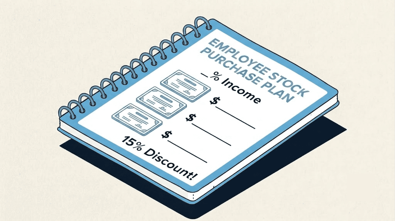 Illustration representing an employee stock purchase plan and its discount