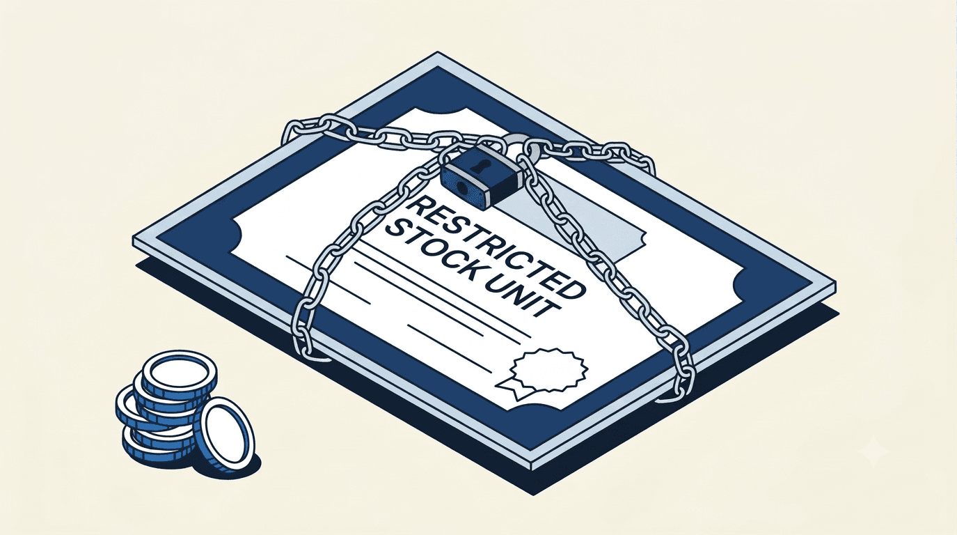 Illustration representing restricted stock units and their tax treatment at vesting